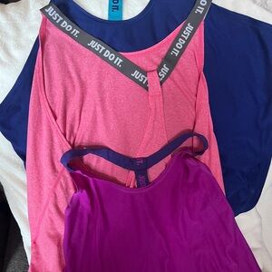 Nike, Adidas, fila   Blue, Pink, and Purple Tank Tops for working out 6 in total
